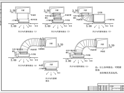 风口与风管连接方法示意图 施工图 建筑暖通