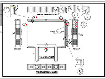 全彩LED显示屏钢结构图 施工图