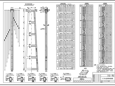 跨沟渠渡槽布置图排架钢筋图 施工图 混凝土节点