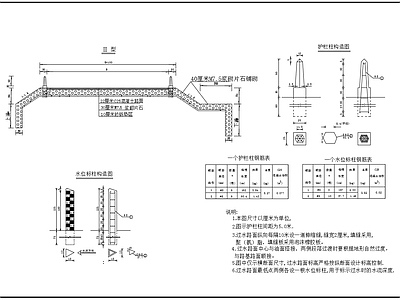 公路过水路面及栏杆水标设计图 施工图