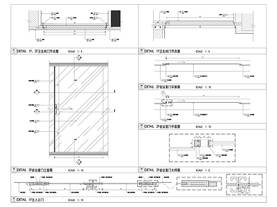 双开玻璃门 单开玻璃 表详图 施工图