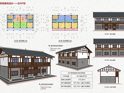 美丽乡村民用建筑全套 效果图 施工图