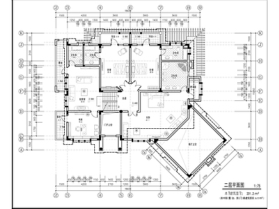 欧式风格别墅建筑 施工图