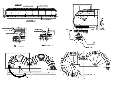 弧形景观花架 施工图