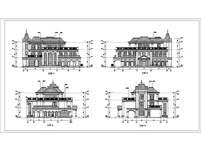 三层欧式别墅建筑 施工图