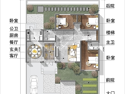 自建房室内 施工图 平层 彩平图