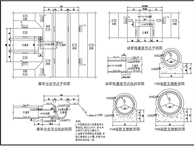 农田灌溉渠道灌渠分水机节点 施工图 建筑通用节点