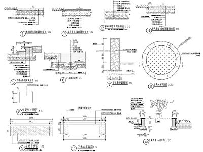 地面及树池坐凳沙池台阶等节点 施工图