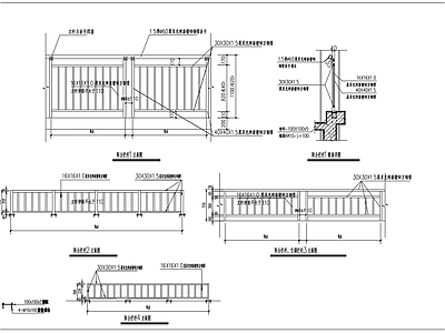 镀锌方钢管阳台栏杆防护栏节点 施工图