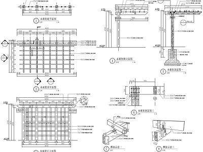 景观木质单边廊架 施工图
