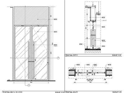 玻璃门剖面节点 施工图 通用节点