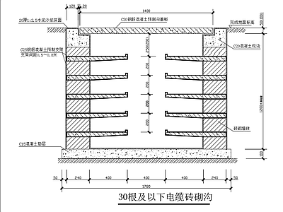 砖砌电缆沟 盖板节点 施工图