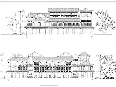 中式古建筑客栈酒店建筑 施工图