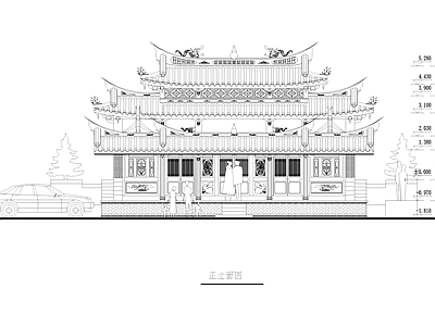 中式佛堂古建筑 施工图