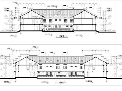 中式民居住宅剖立面建筑 施工图 自建房