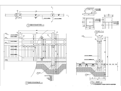 栏杆标准段 梯步 木 路面节点 施工图