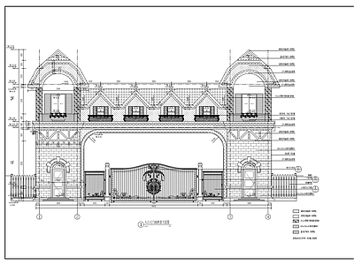 欧式小区入口门廊大门 施工图