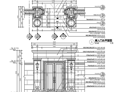 欧式别墅庭院入口大门门廊 施工图