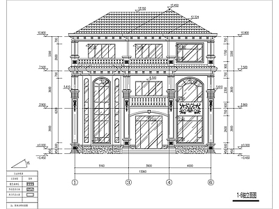 欧式三层独栋别墅建筑 施工图 平面方案