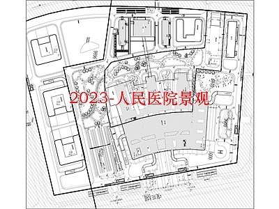 最新现代医院景观 施工图 医院疗养景观