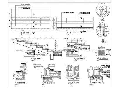 通用台阶及排水沟节点 施工图