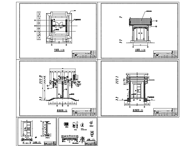 木结构垂花门建筑图 通用节点