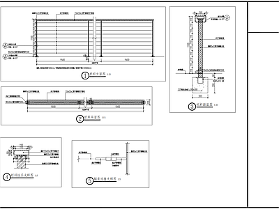 户外钢索栏杆详图 施工图