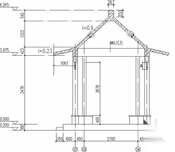 仿古四角亭 景观长廊结构 施工图 建筑通用节点