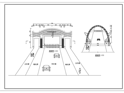 景区大门个性大门湿地公园建筑施工图