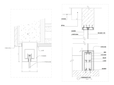 外墙玻璃隔断吊滑玻璃隔墙节点 施工图