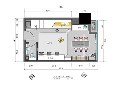 80㎡跃层办公公寓样板房室内 施工图