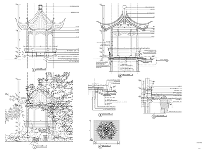 中式六角亭节点 施工图