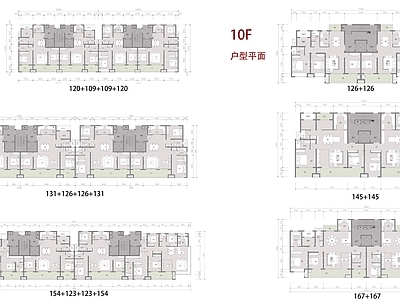 小高层洋房户型各层建筑 施工图