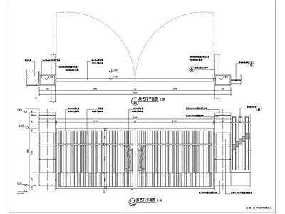入口铁艺大门做法 施工图 通用节点