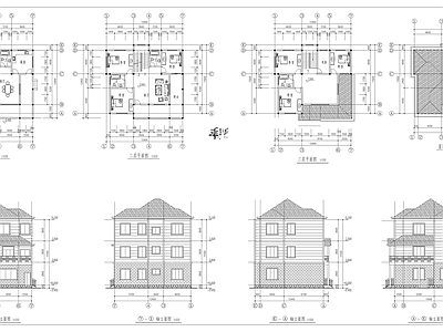 农村三层住宅楼建筑 施工图 自建房