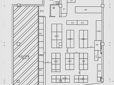 百平米水果蔬菜生鲜店室内平面图