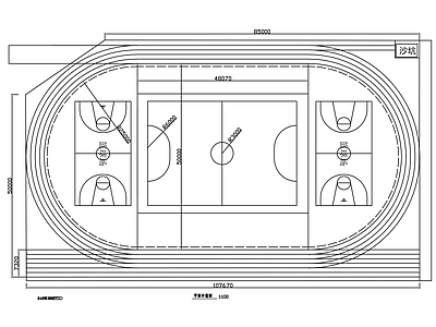 学校塑胶跑道地面详图 施工图