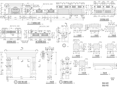 小区大门围墙做法大样 施工图