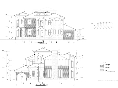 地中海风格别墅建筑 施工图