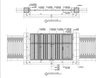 小区围墙铁艺大门节点 施工图 通用节点