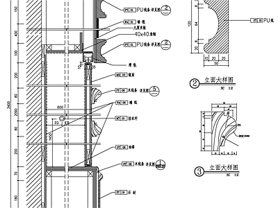 室内欧式风格 轨道推拉 节点详图