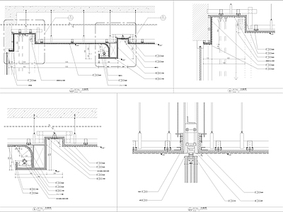 投影安装天花吊轨门节点 施工图