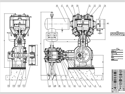 活塞式压缩机总图装配节点 施工图
