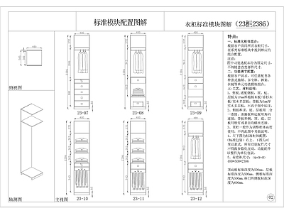 标准衣柜模块节点 施工图 柜类