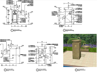 户外洗手池详图 施工图 洗手台