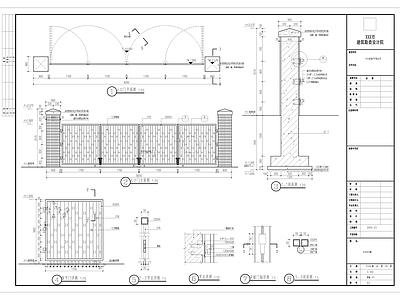 现代铁艺折叠大门详图 施工图 通用节点