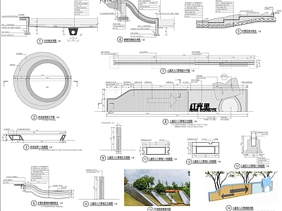 廊架及构筑物做法详图 景观小品