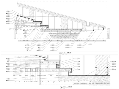 中式斜屋顶天花节点大样图 施工图