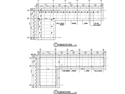 L形水景廊架节点大样 施工图