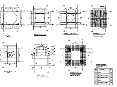 古建重檐亭 节点大样 结构配筋施工图